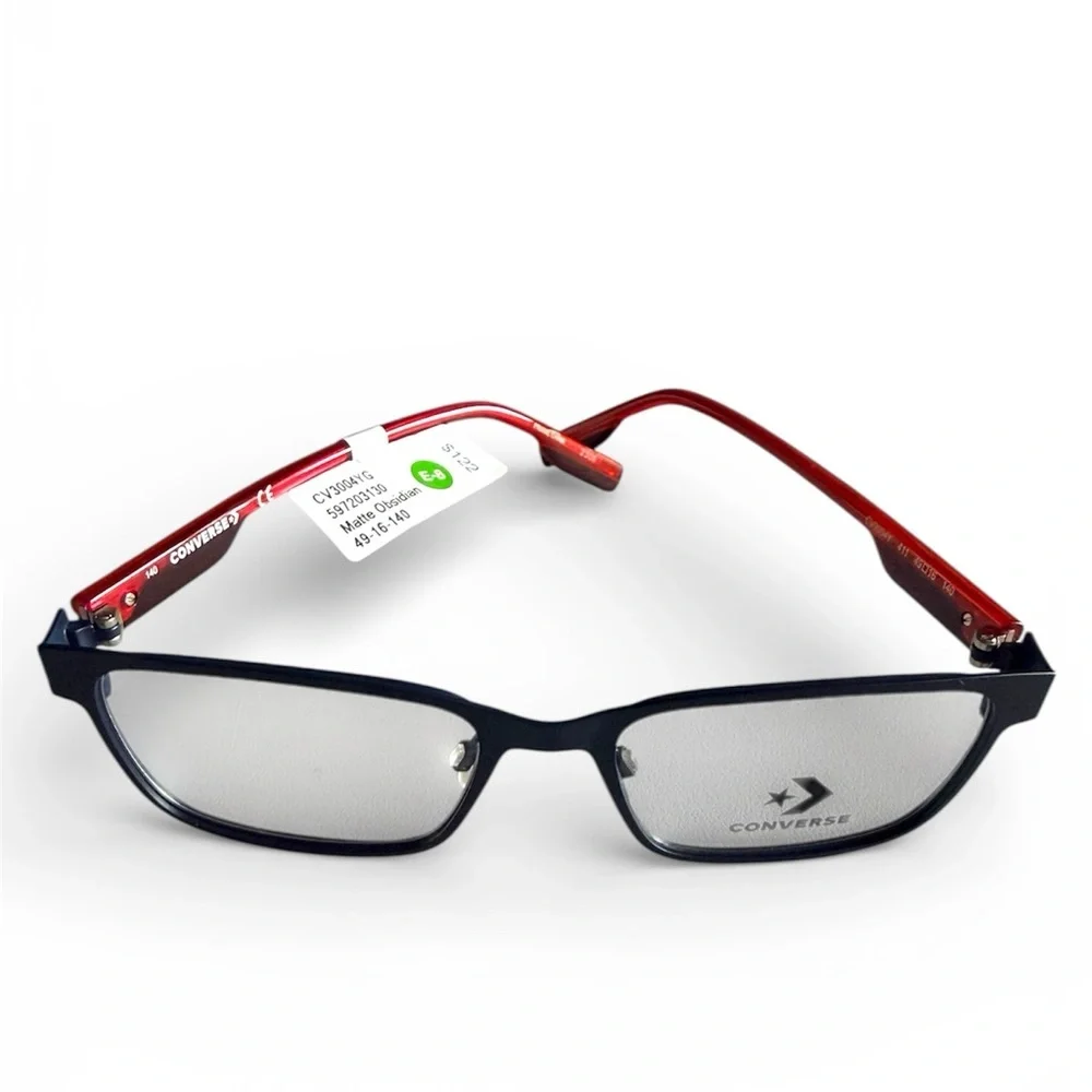 Converse Kids Eyeglasses Frames CV3004Y 411 Matte Black Red Full Rim 49-16-140